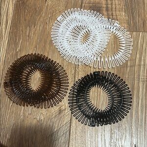 Set of Spiral Hair Clips in Black, White, and Brown